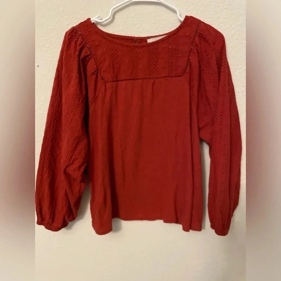 Loft embroidered ballon sleeve Burt orange color size M - Picture 1 of 5